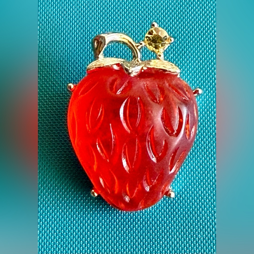 Vintage Red Strawberry Jelly Rhinesstone Pendant